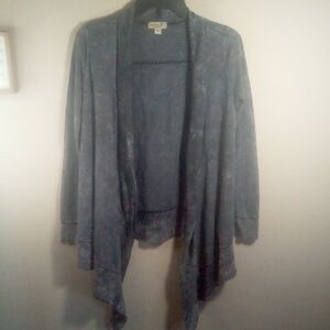 One World Acid Wash Bling Thermal Open Cardigan